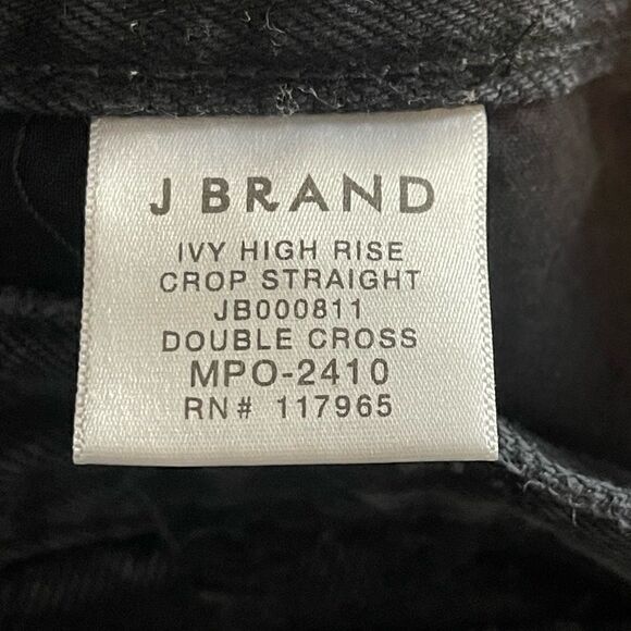 J Brand jean Ivy high rise crop straight distressed jean in black 26 - Picture 9 of 9
